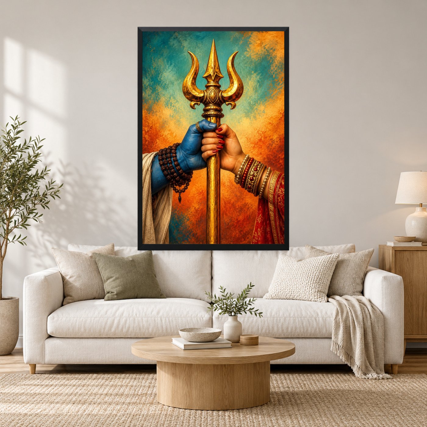 Trishul Mahadev Emblem - Matte Black Frame